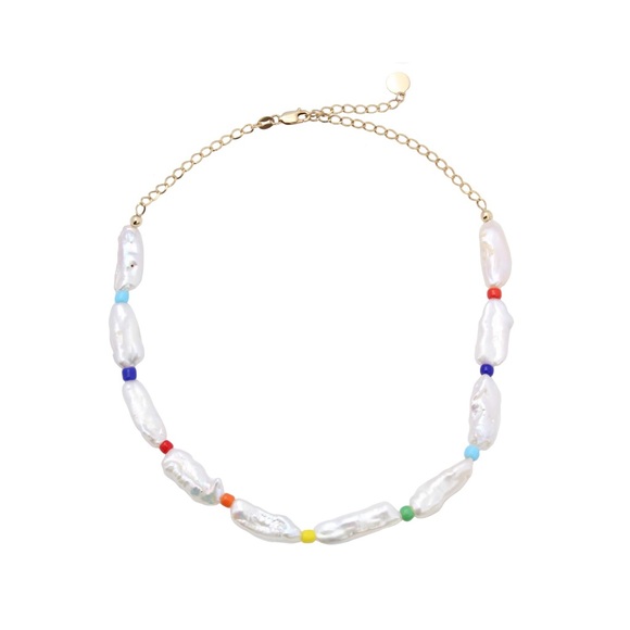 Genuine Freshwater Stick Pearl Rainbow Colorful Beaded Choker Necklace - Picture 3 of 5